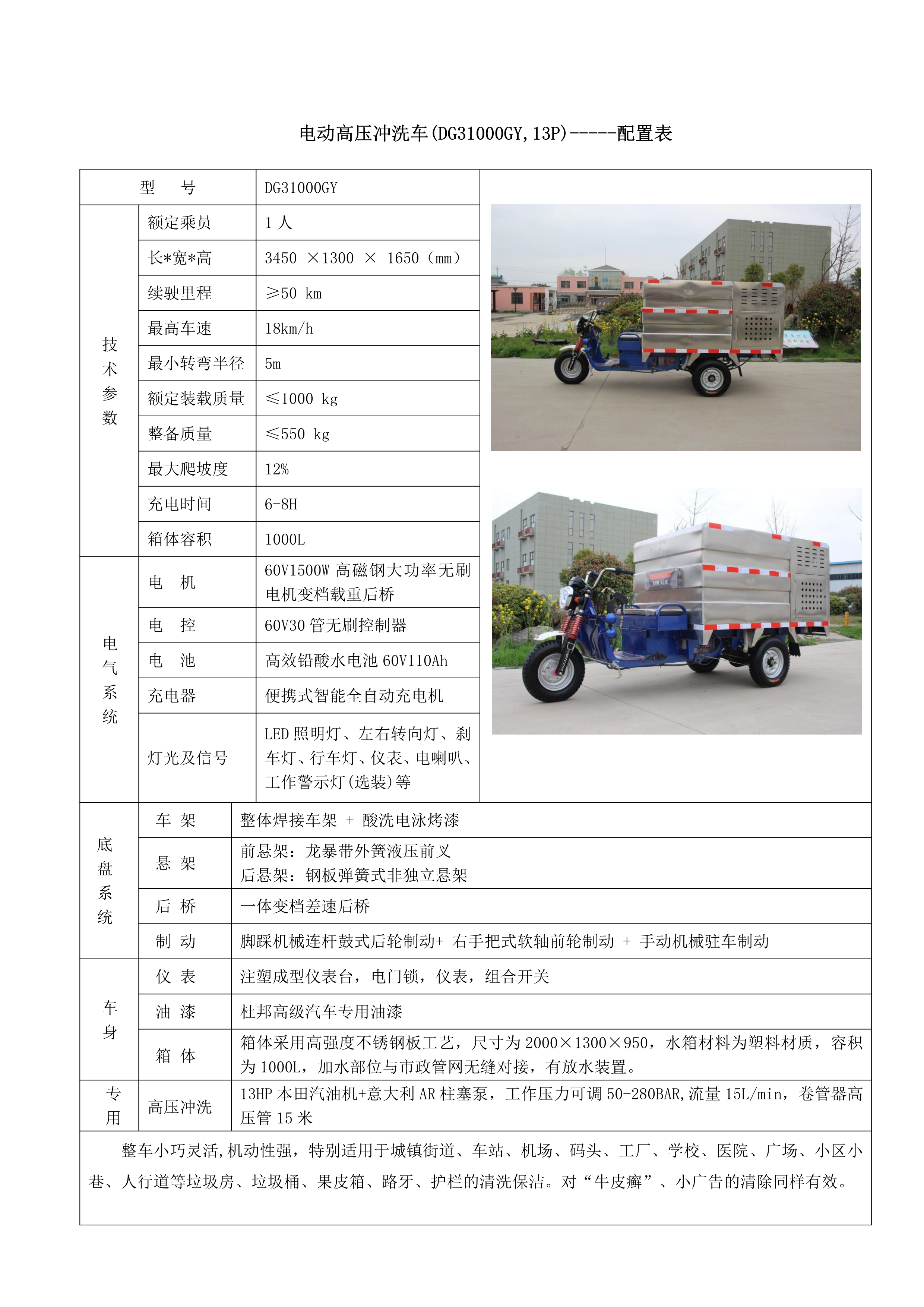 徐州德高環(huán)衛(wèi)車 1立方高壓沖洗車